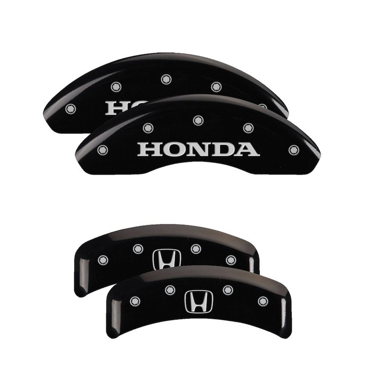 20130SHOHBK Front Disc Brake Caliper Covers Fits Select Honda Accord [Black Finish w/ Silver Honda / H Logo]