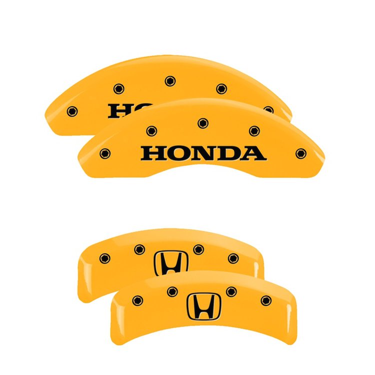 20130SHOHYL Front Disc Brake Caliper Covers Fits Select Honda Accord [Yellow Finish w/ Black Honda / H Logo]