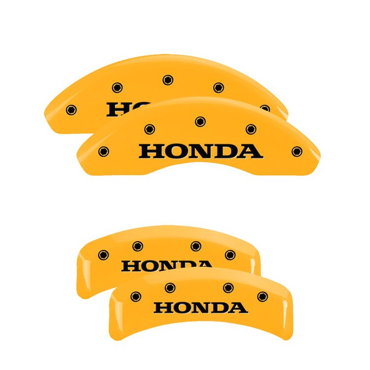 20130SHONYL Front & Rear Disc Brake Caliper Covers Fits Select Honda Accord [Yellow Finish w/ Black Honda]