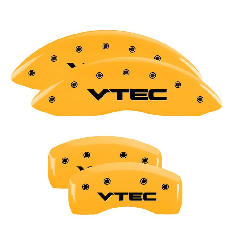 20139SVTCYL Front & Rear Disc Brake Caliper Covers Fits Select Honda Ridgeline [Yellow Finish w/ Black VTEC]