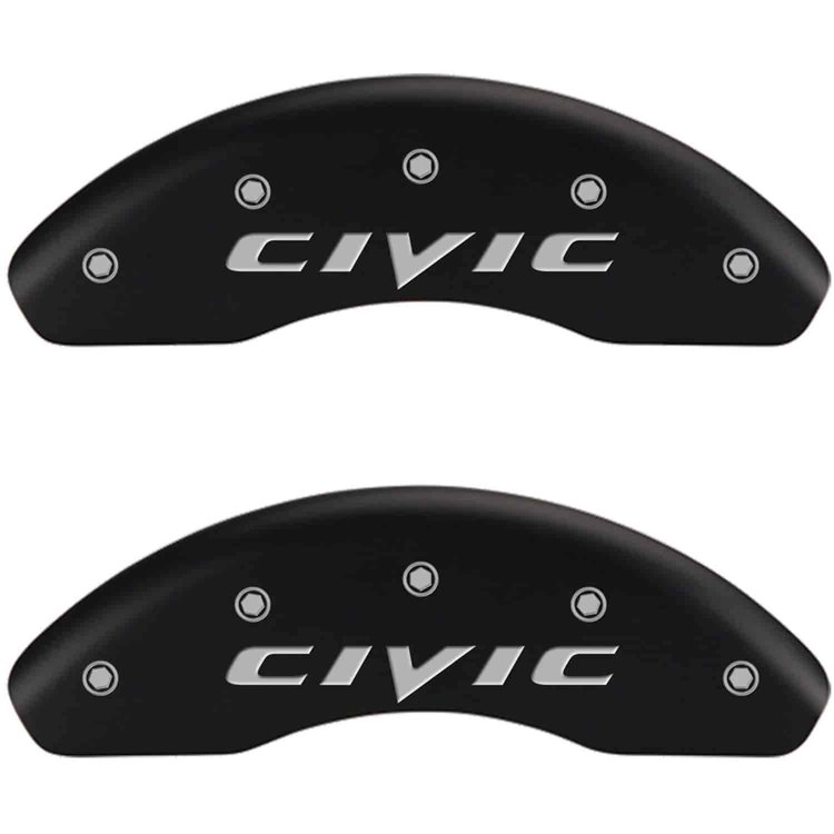 Honda Civic 2015 Matte Black Powder Coat Finish Silver Characters.