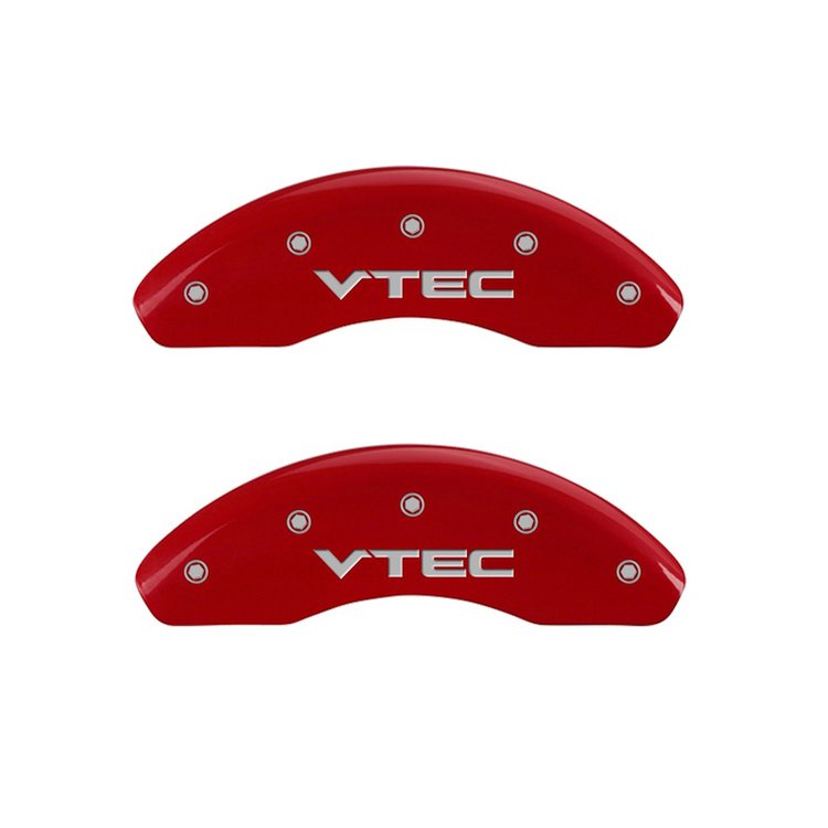 20143FVTCRD Front Disc Brake Caliper Covers Fits Select Honda Civic [Red Finish w/ Silver VTEC]