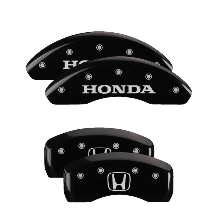 20194SHOHBK Front Disc Brake Caliper Covers Fits Select Honda S2000 [Black Finish w/ Silver Honda / H Logo]