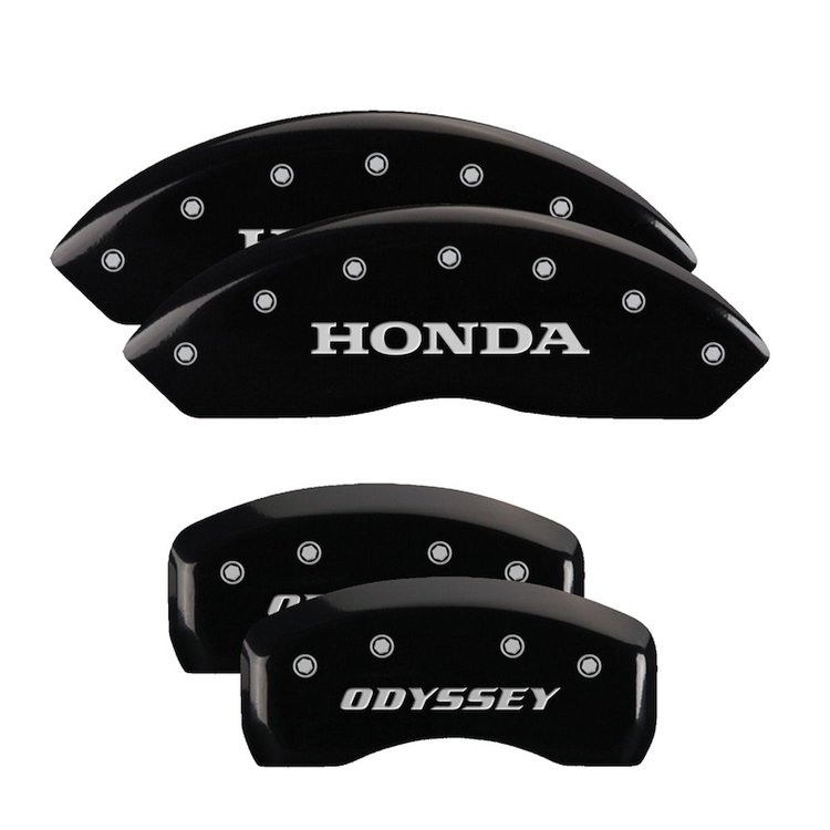20203SODSBK Front Disc Brake Caliper Covers Fits Select Honda Odyssey, Honda Passport [Black Finish w/ Silver Honda / Odyssey]
