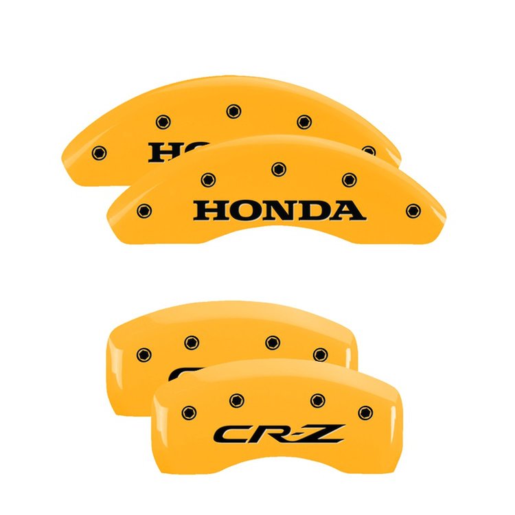 20206SHCRYL Front Disc Brake Caliper Covers Fits Select Honda CR-Z [Yellow Finish w/ Black Honda / CR-Z]