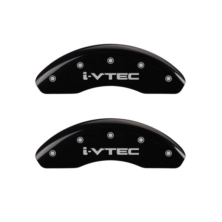 20208FIVTBK Front Disc Brake Caliper Covers Fits Select Honda Fit [Black Finish w/ Silver i-Vtec]