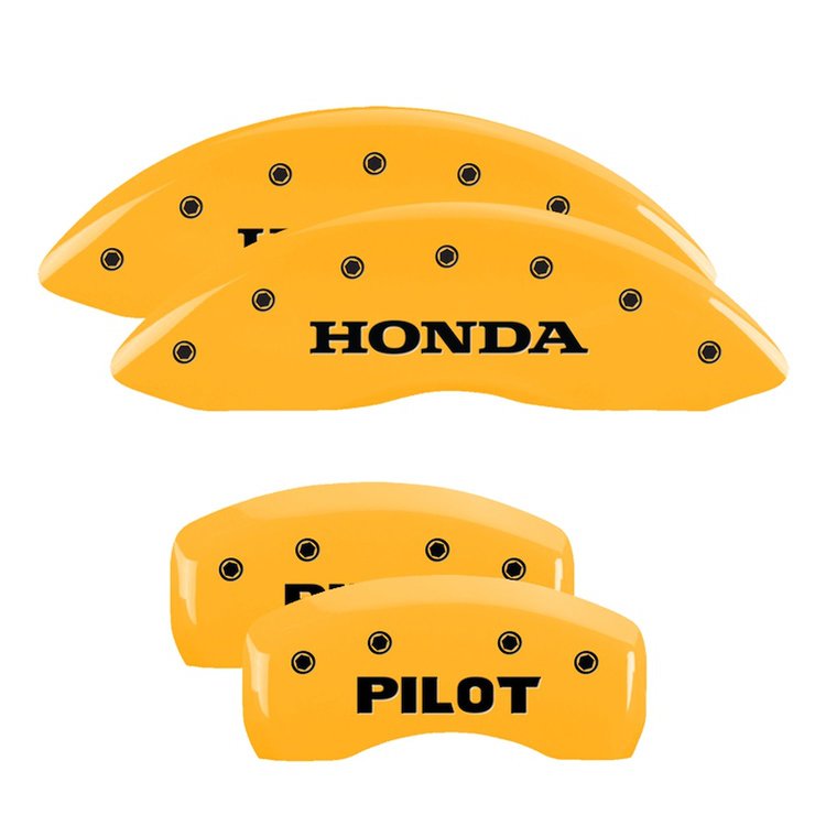 20213SPLTYL Front Disc Brake Caliper Covers Fits Select Honda Ridgeline/Honda Pilot [Yellow w/Black Honda /Pilot (Pre-2015)]