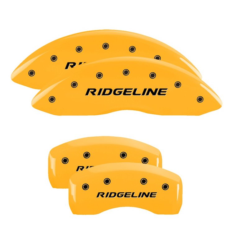20213SRGLYL Front & Rear Disc Brake Caliper Covers Fits Select Honda Ridgeline/Honda Pilot [Yellow w/Black RIDGELINE 2017]