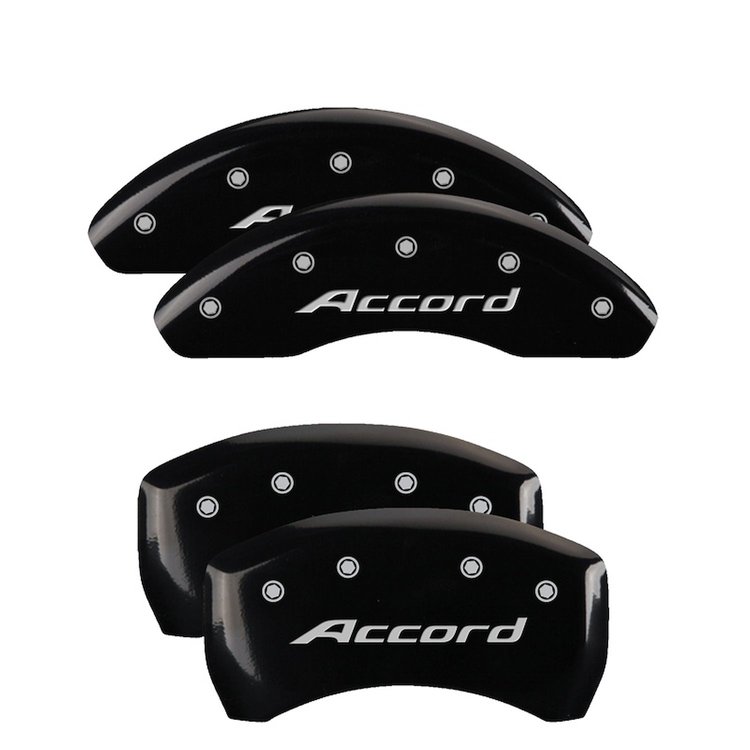 20224SACCBK Front Disc Brake Caliper Covers Fits Select Honda Accord [Black Finish w/ Silver Accord]