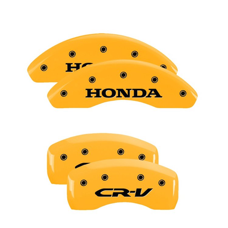 20226SCRVYL Front Disc Brake Caliper Covers for 2004 Honda CR-V [Yellow Finish w/ Black Honda / CR-V]