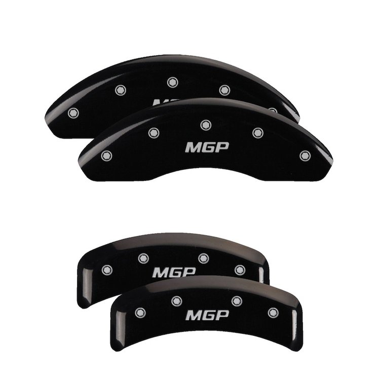 28161SMGPBK Front & Rear Disc Brake Caliper Covers for 2010 Hyundai Sonata [Black Finish w/ Silver MGP]