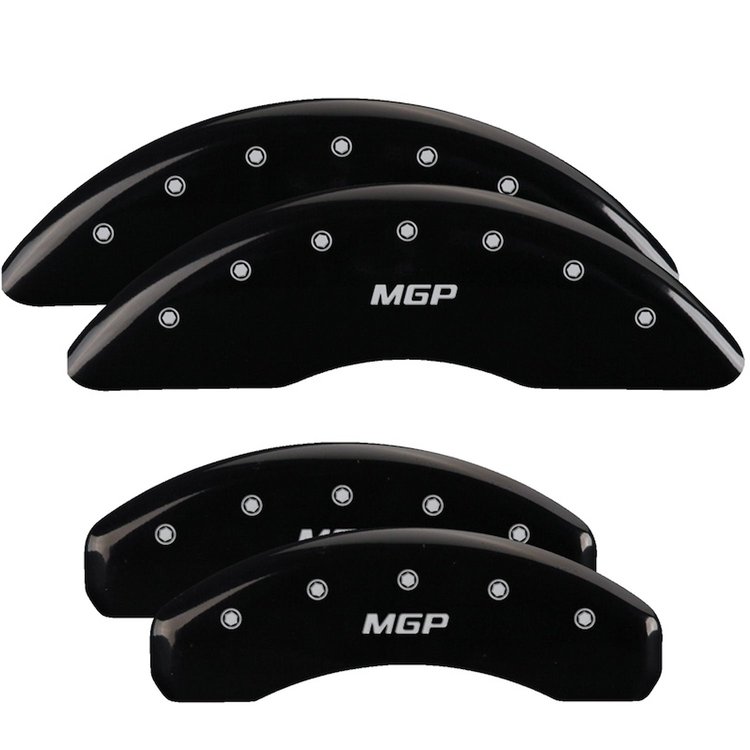 28176SMGPBK Front & Rear Disc Brake Caliper Covers for 2015 Hyundai Genesis Coupe [Black Finish w/ Silver MGP]