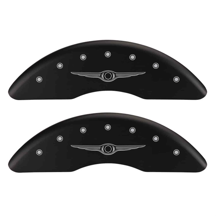 Chrysler Wing Style 1 Matte Black Powder Coat Finish Silver Characters.