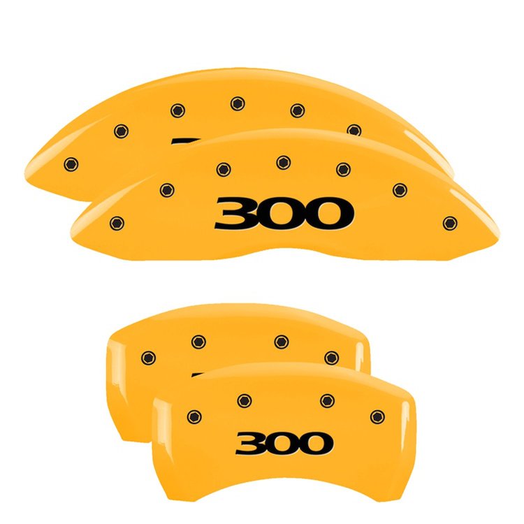 32004S300YL Front & Rear Disc Brake Caliper Covers Fits Select Chrysler 300 [Yellow Finish w/ Black 300 (Pre-2017)]