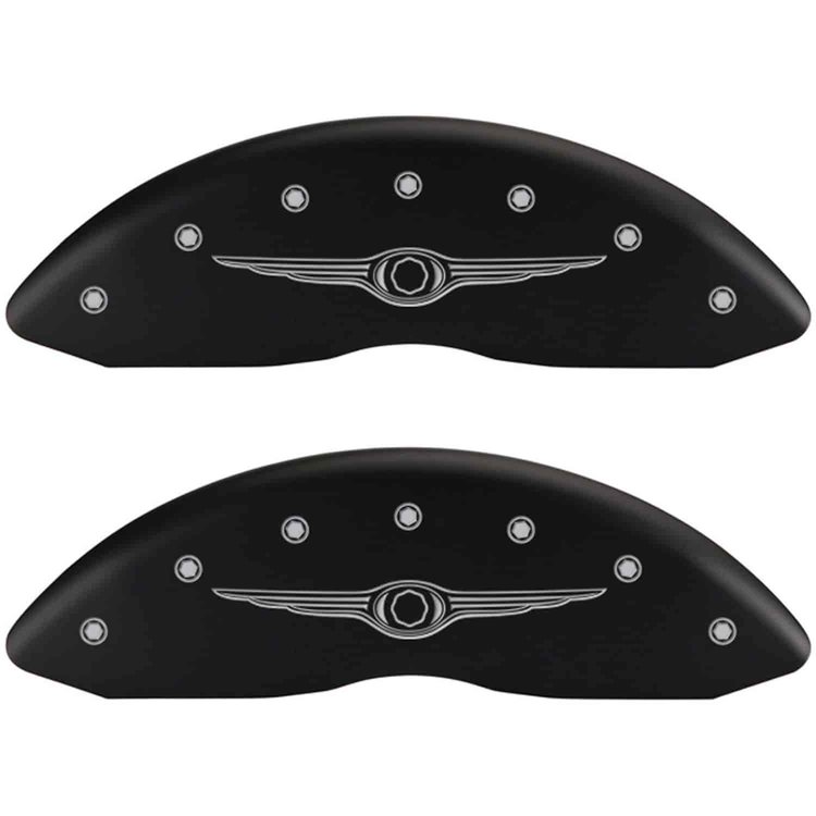 Chrysler Wing Style 1 Matte Black Powder Coat Finish Silver Characters.