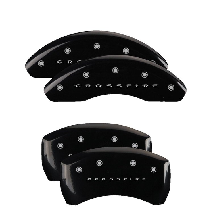32011SCRFBK Front & Rear Disc Brake Caliper Covers Fits Select Chrysler Crossfire [Black Finish w/ Silver Crossfire]