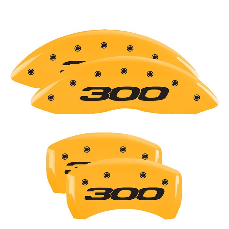 32020S301YL Front & Rear Disc Brake Caliper Covers Fits Select Chrysler 300 [Yellow Finish w/ Black Chrysler 300 (2017)]
