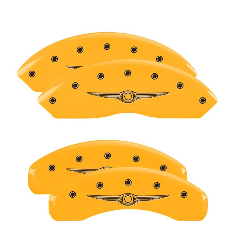 32021SCW1YL Front & Rear Disc Brake Caliper Covers Fits Select Chrysler Town & Country [Yellow w/Black Chrysler Wing Style 1]