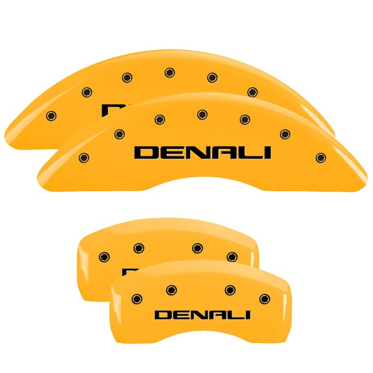 34001SDNLYL Front & Rear Disc Brake Caliper Covers Fits Select GMC Acadia Limited, GMC Acadia [Yellow Finish w/ Black Denali]