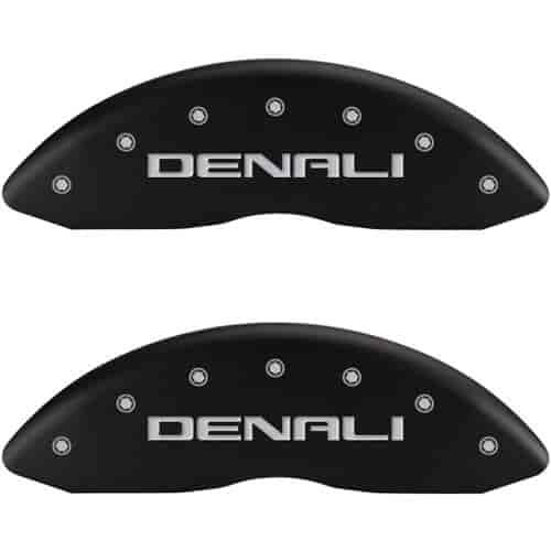 2013 GMC TERRAIN DENALI - SET OF 4 CALIPER COVERS DENALI/DENALI MATTE BLACK POWDER COAT FINISH SILVER CHARACTERS. 17 WHEEL MIN