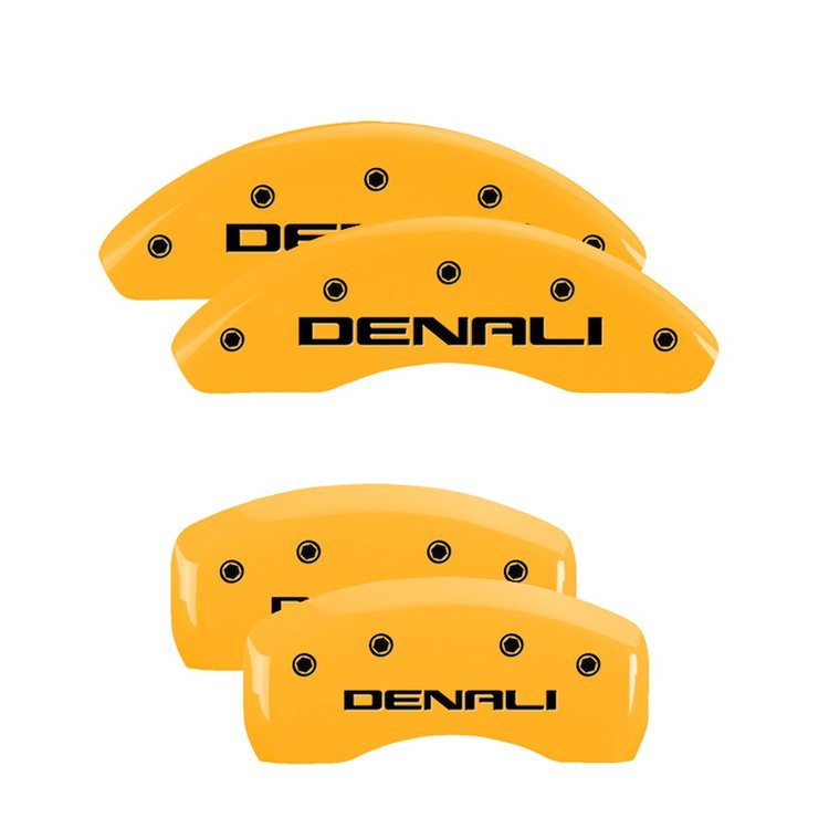 34002SDNLYL Front & Rear Disc Brake Caliper Covers Fits Select GMC Terrain [Yellow Finish w/ Black Denali]