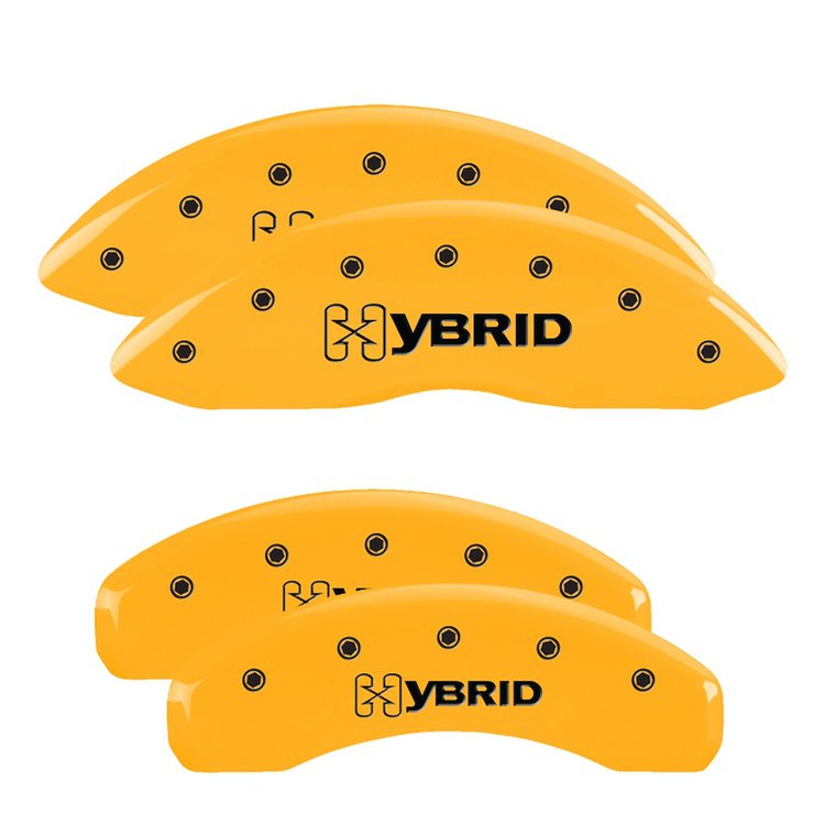 34006SHYBYL Front & Rear Disc Brake Caliper Covers Fits Select GMC Safari, GMC Sierra 1500 [Yellow Finish w/ Black Hybrid (GM)]