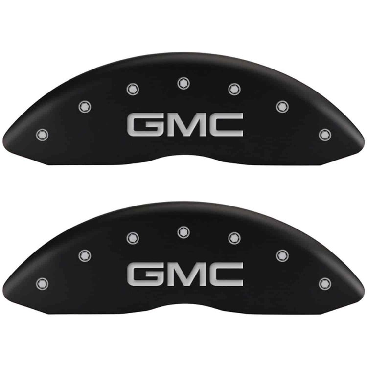 GMC/GMC Matte Black Powder Coat Finish Silver Characters.