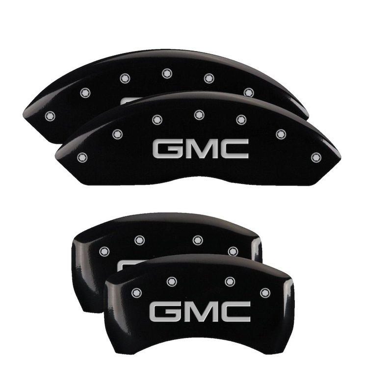 34209SGMCBK Front & Rear Disc Brake Caliper Covers for 2015-2020 GMC Canyon, 2017-2020 GMC Canyon [Black Finish w/ Silver GMC]