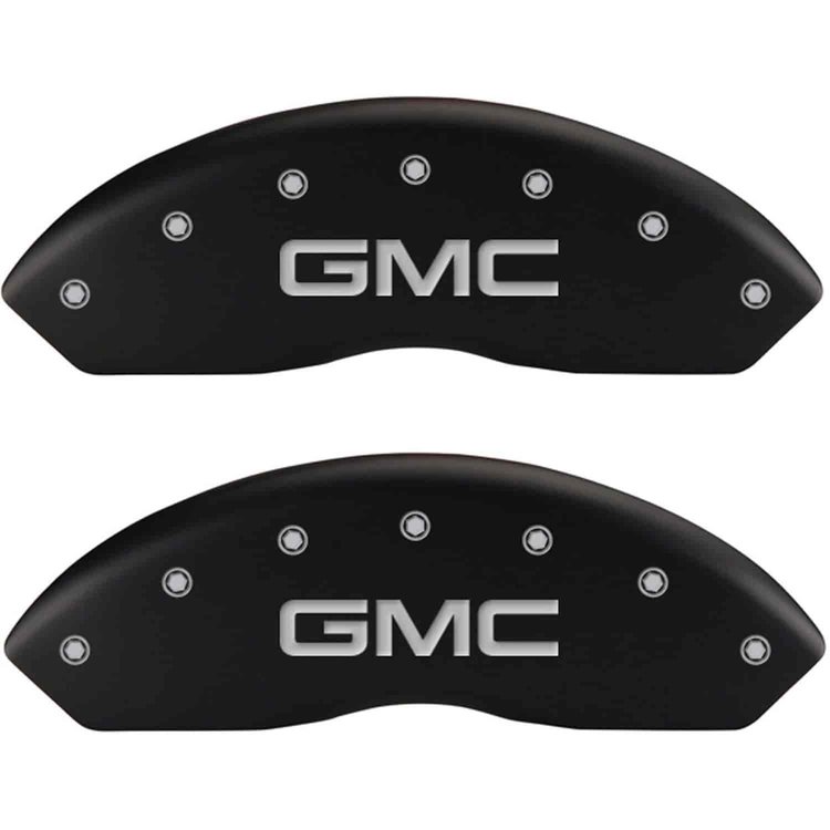 GMC/GMC Matte Black Powder Coat Finish Silver Characters.