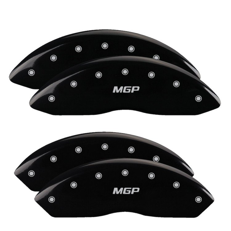 34211SMGPBK Front & Rear Disc Brake Caliper Covers Fits Select GMC Savana 2500, GMC Savana 3500 [Black Finish w/ Silver MGP]