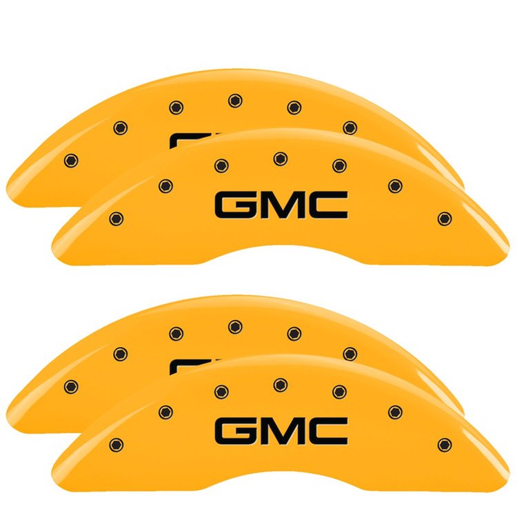 Front and Rear Disk Brake Caliper Covers for GMC Sierra, Yellow