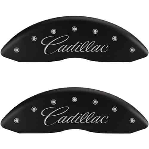 2013 CADILLAC ATS LUXURY - SET OF 4 CALIPER COVERS CADILLAC/CADILLAC CURSIVE ENGRAVING MATTE BLACK P