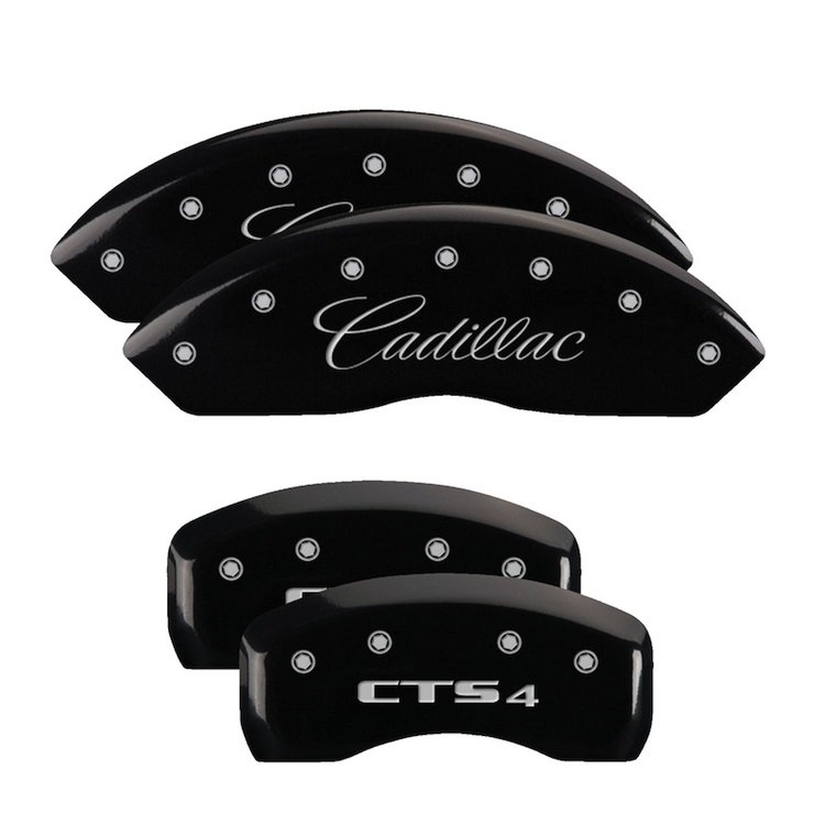 35010SCT4BK Front Disc Brake Caliper Covers Fits Select Cadillac STS/Cadillac CTS/Cadillac XLR [Black w/Silver Cadillac /CTS4]