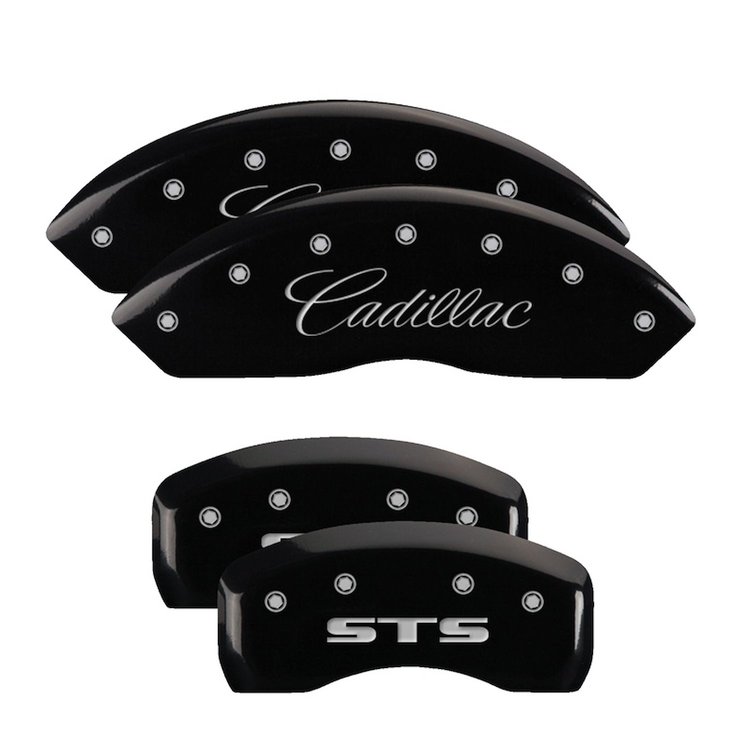 35010SSTSBK Front Disc Brake Caliper Covers Fits Select Cadillac STS/Cadillac CTS/Cadillac XLR [Black w/Silver Cadillac /STS]