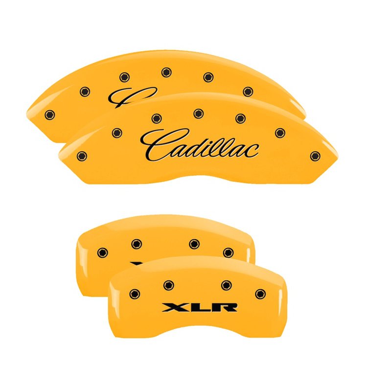35010SXLRYL Front Disc Brake Caliper Covers Fits Select Cadillac STS/Cadillac CTS/Cadillac XLR [Yellow w/Black Cadillac /XLR]