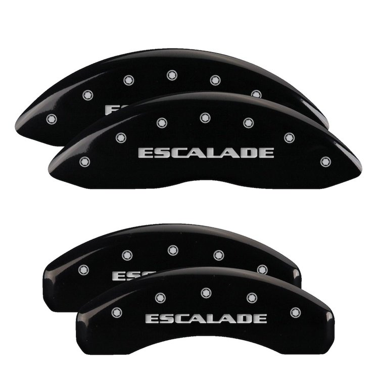 35015SESCBK Front/Rear Brake Caliper Covers Fits Cadillac Escalade [Black w/Silver Escalade]