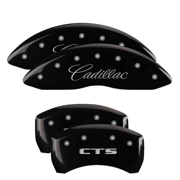 35020SCTSBK Front Disc Brake Caliper Covers Fits Select Cadillac CTS [Black Finish w/ Silver Cadillac / CTS]