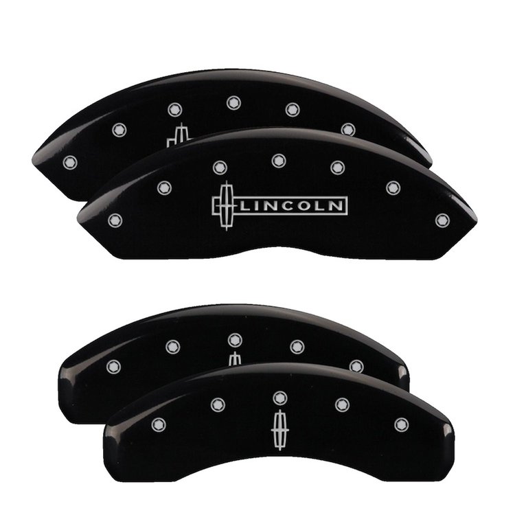 36007SLC1BK Front Disc Brake Caliper Covers for 2011-2015 Lincoln MKX [Black Finish w/ Silver Lincoln / Star logo]