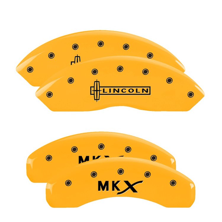 36007SLCXYL Front Disc Brake Caliper Covers for 2011-2015 Lincoln MKX [Yellow Finish w/ Black Lincoln / MKX]