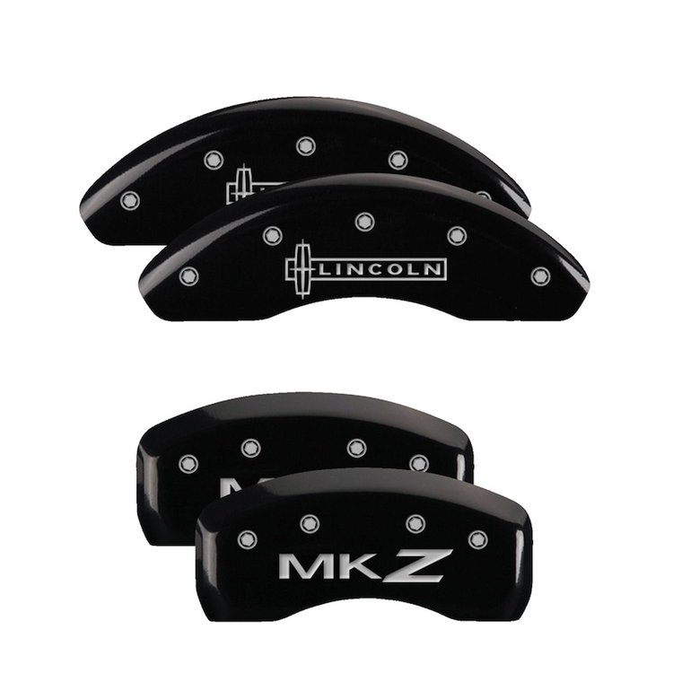 36008SLCZBK Front Disc Brake Caliper Covers Fits Select Lincoln MKZ, Lincoln Zephyr [Black Finish w/ Silver Lincoln / MKZ]