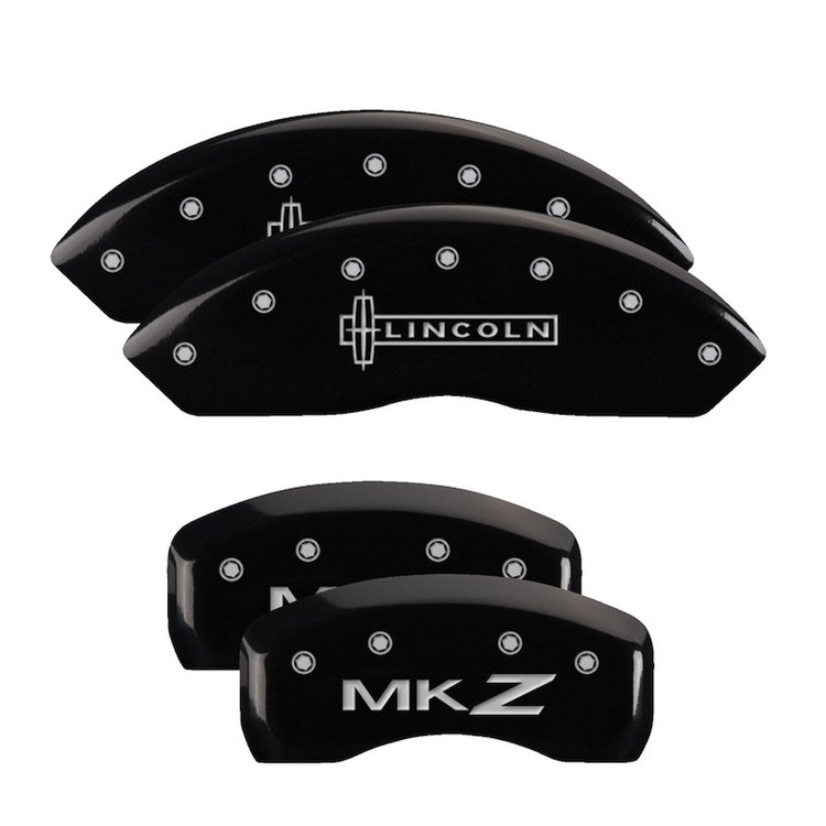 36018SLCZBK Front Disc Brake Caliper Covers Fits Select Lincoln MKZ [Black Finish w/ Silver Lincoln / MKZ]
