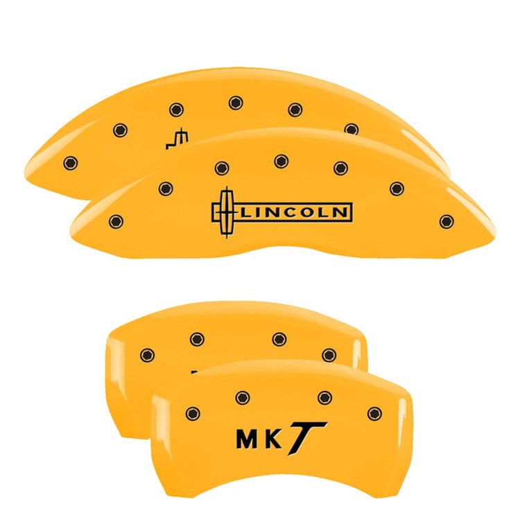 36020SLMTYL Front Disc Brake Caliper Covers for 2014-2016 Lincoln MKT [Yellow Finish w/ Black Lincoln / MKT]
