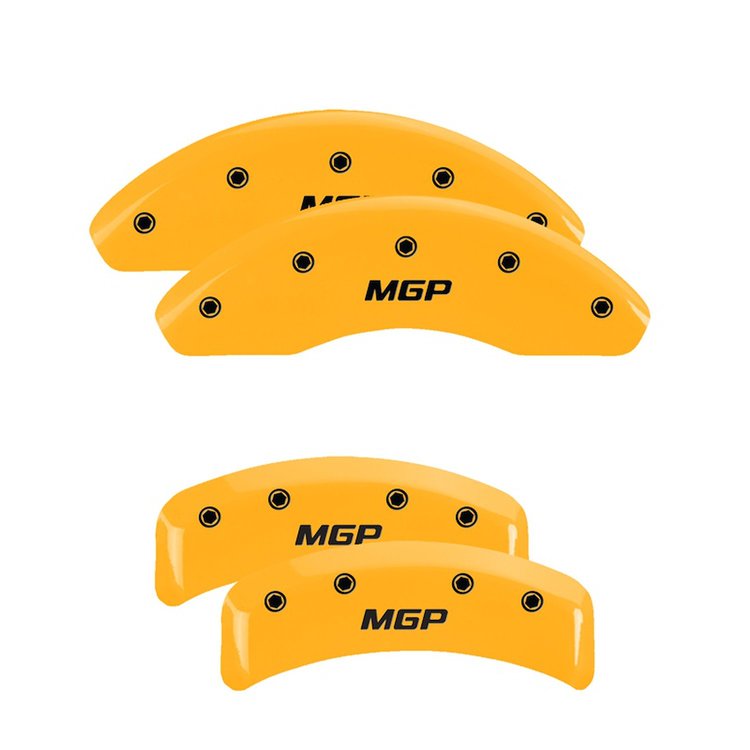 38007SMGPYL Front & Rear Disc Brake Caliper Covers for 2004-2006 Lexus ES330, 2002-2003 Lexus ES300 [Yellow Finish w/ Black MGP]