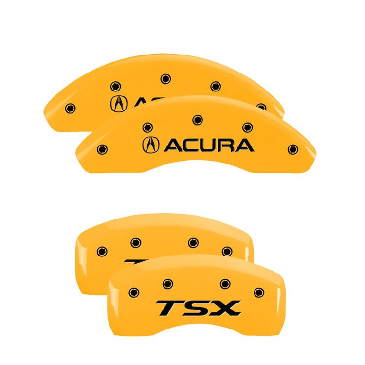 39004STSXYL Front Disc Brake Caliper Covers for 2004-2008 Acura TSX [Yellow Finish w/ Black Acura / TSX]