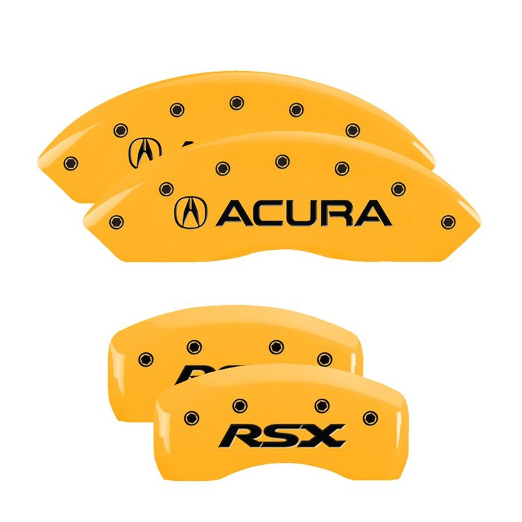 39005SRSXYL Front Disc Brake Caliper Covers for 2002-2006 Acura RSX [Yellow Finish w/ Black Acura / RSX]