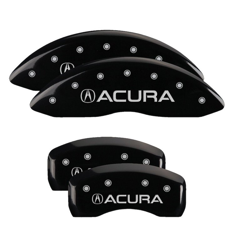 39013SACUBK Front & Rear Disc Brake Caliper Covers for 2014-2016 Acura MDX [Black Finish w/ Silver Acura]