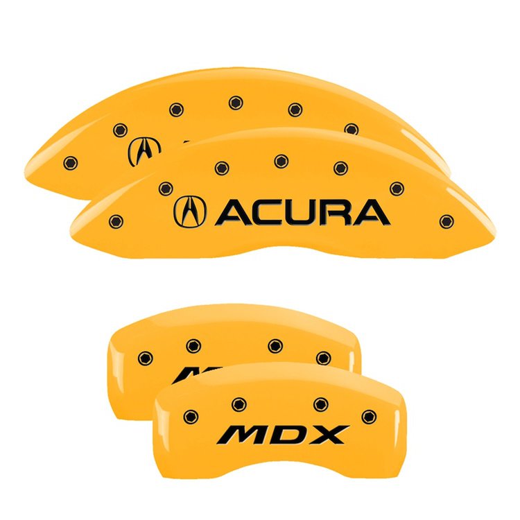 39013SMDXYL Front Disc Brake Caliper Covers for 2014-2016 Acura MDX [Yellow Finish w/ Black Acura / MDX]