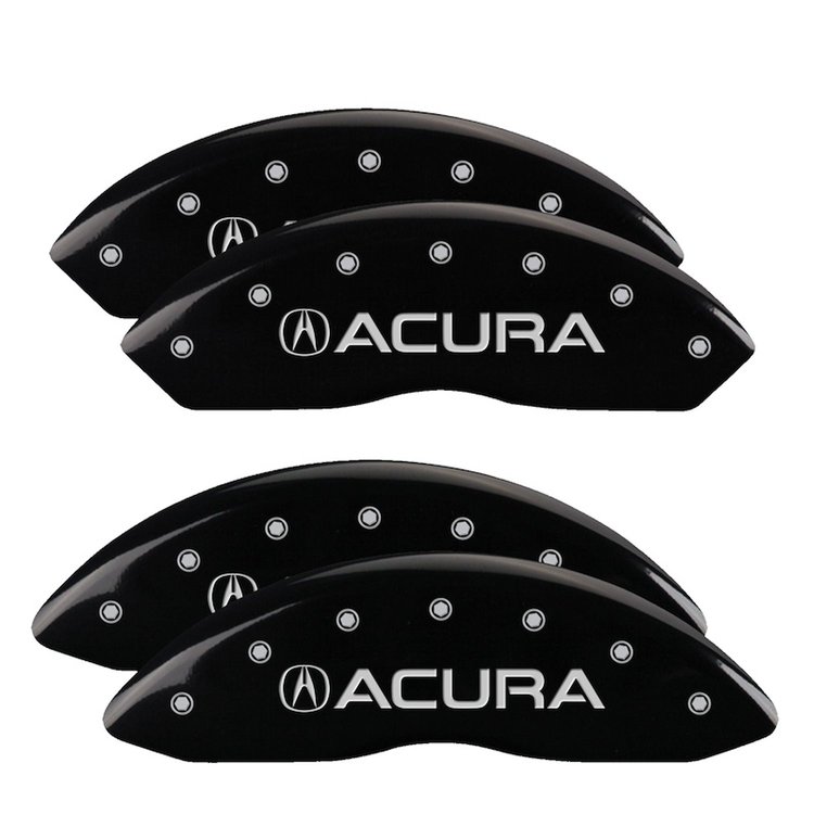 39015SACUBK Front & Rear Disc Brake Caliper Covers for 1999-2004 Acura RL [Black Finish w/ Silver Acura]
