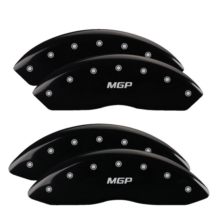 39015SMGPBK Front & Rear Disc Brake Caliper Covers for 1999-2004 Acura RL [Black Finish w/ Silver MGP]