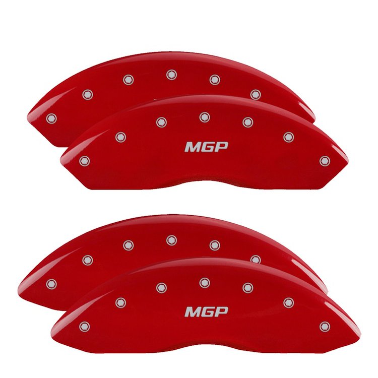 39015SMGPRD Front & Rear Disc Brake Caliper Covers for 1999-2004 Acura RL [Red Finish w/ Silver MGP]